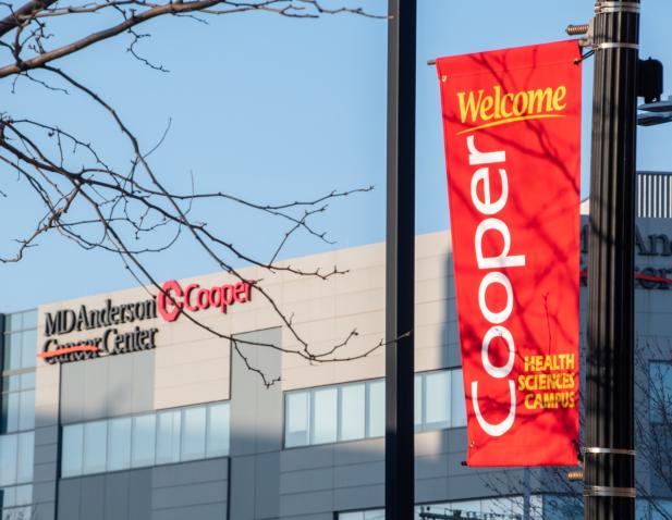 MDA Cancer Center at Cooper street view with banner