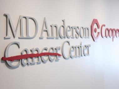 MD Anderson Cancer Center at Cooper wall sign