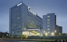 cooper University Hospital exterior Roberts Pavilion entrance at dusk