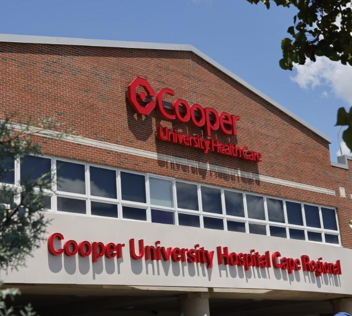 Cooper University Hospital Cape Regional front of building close-up of signage